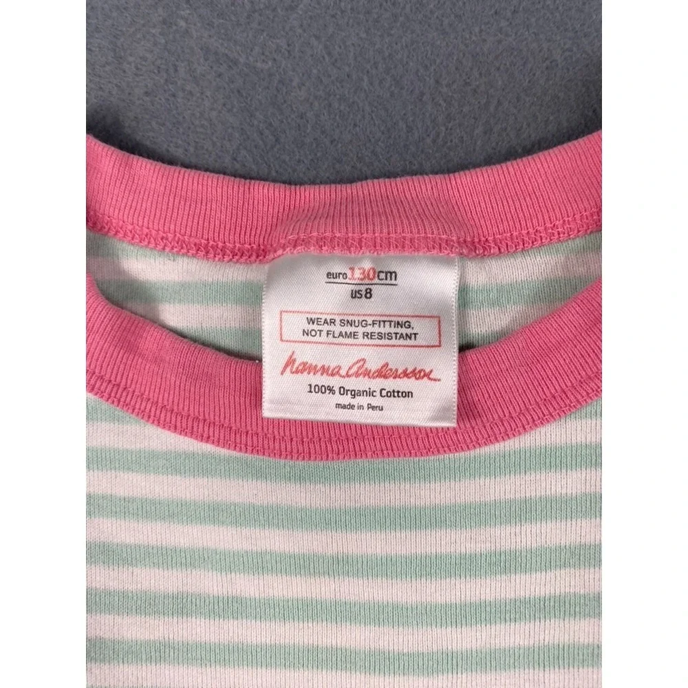 Hanna Andersoon Pajama Set Little Girl Sz 8 Y Bird Print Organic Cotton Summer